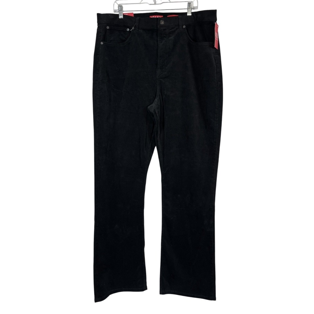 $158 New SPANX Sz 2XT 2X Tall Pants Black Corduroy Micro Flare Shaping NWT